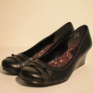 Women's Black Jellypop Knot Strap Wedge Shoes